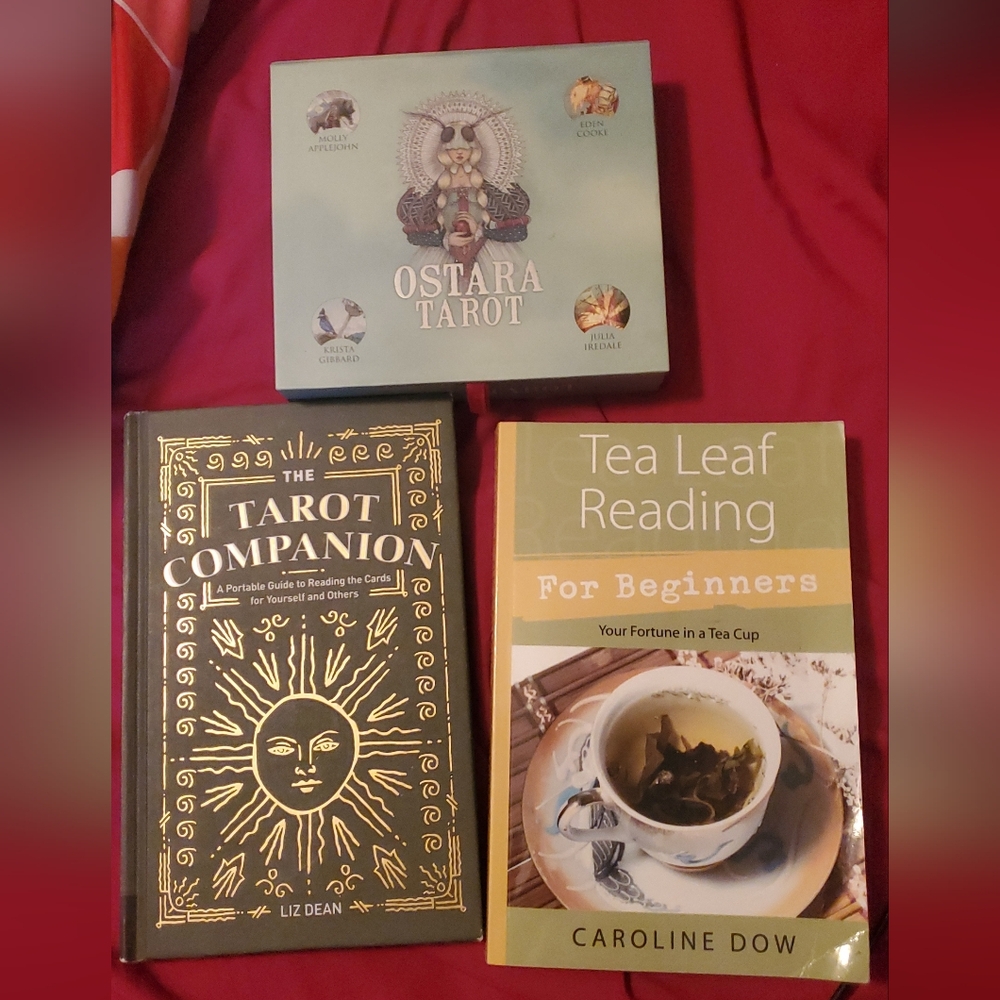 Tarot card book ostara cards tea leaf reading guide and ostara tarot guide book